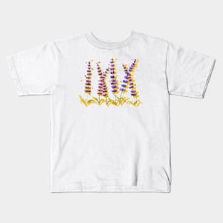 Lavender flowers with yellow background Kids T-Shirt